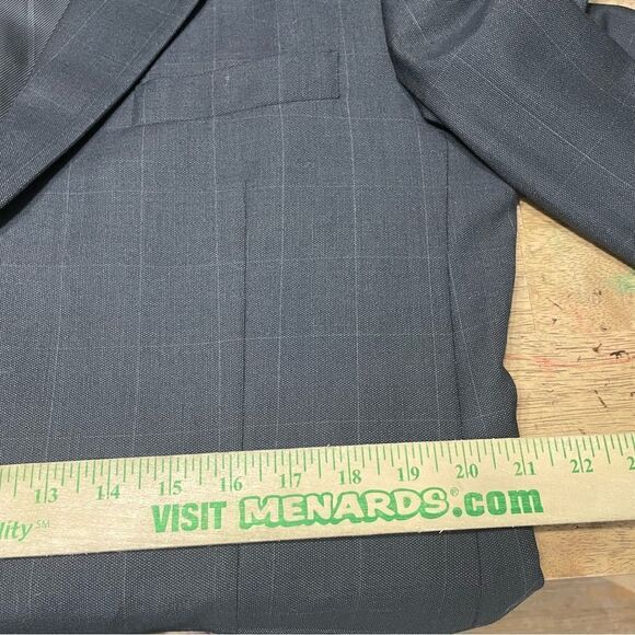 Burberry Windowpane Check Wool Blazer‎ Sports Coat 2 Button Mens 42L - Picture 3 of 9
